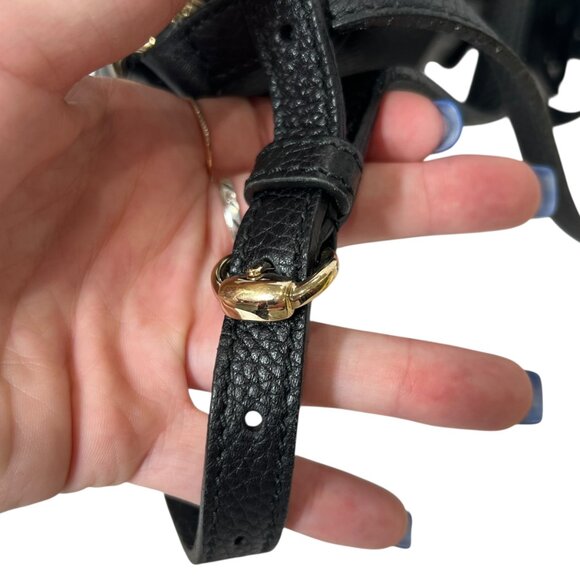 $1280 GUCCI Black Leather Disco Soho Gold Hardware Tassel Crossbody Bag as is - Picture 5 of 16